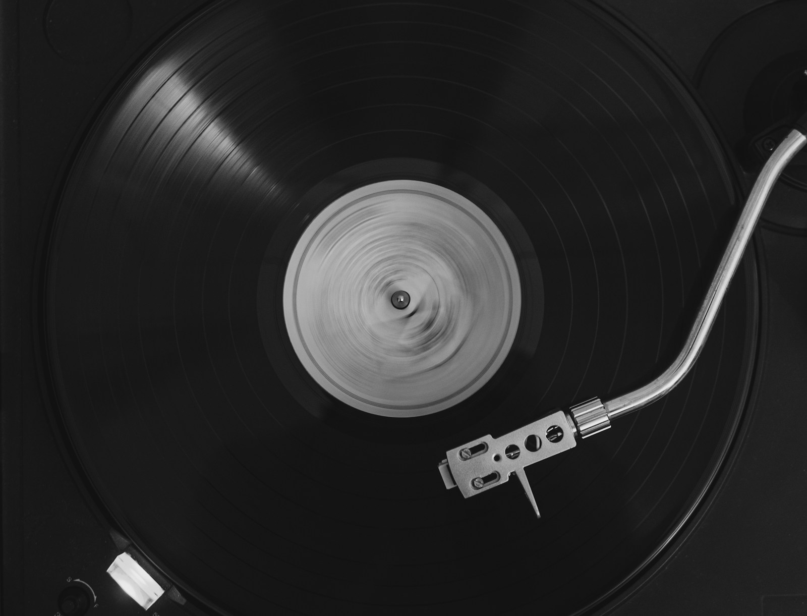 Vinyl record spinning on turntable